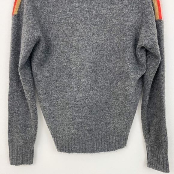 Heartloom Shayla Gray Stripe Faux Wrap Long Sleeves Soft V-Neck Sweater Small - Picture 10 of 15